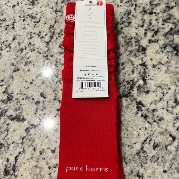 Pure Barre Red Circle P Stacy Crew Sticky Socks - Picture 3 of 5